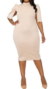 Livd Lalisa Midi Dress, Taupe, Size 3XL